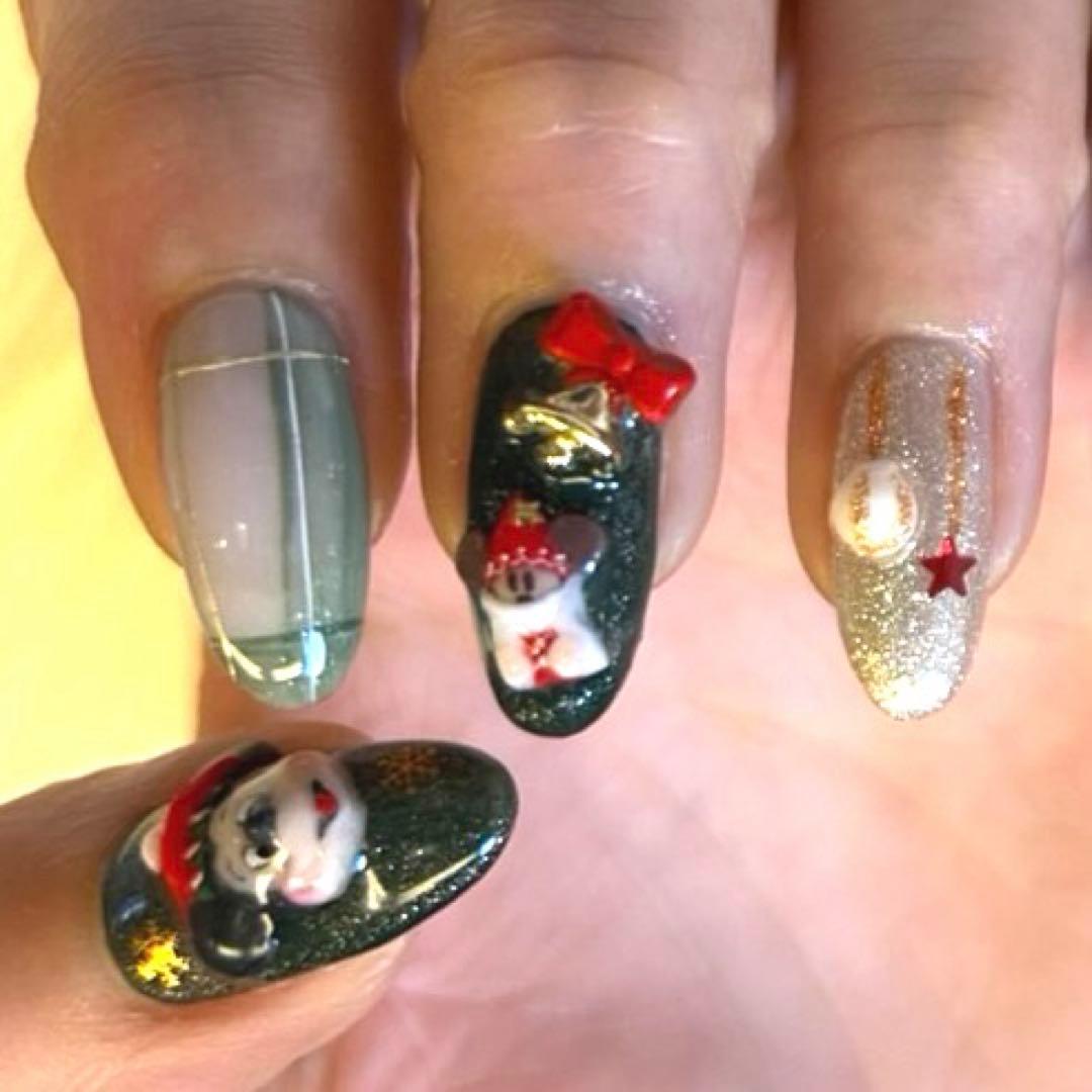 【現品】ネイルパーツ リルリンリン ミニチュアサイズ ショートネイル クリスマス