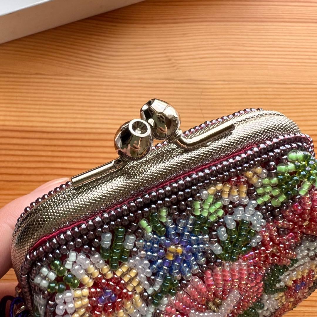 極美品 柏ビーズ がま口財布 小銭入れ 総ビーズ 花柄 伝統工芸 - メルカリ