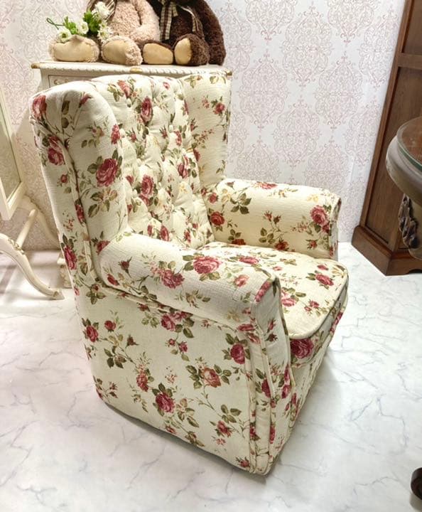 最終価格！新品 ロココ調　お姫様家具　ヨーロッパ家具　ウィングソファ　1人掛け