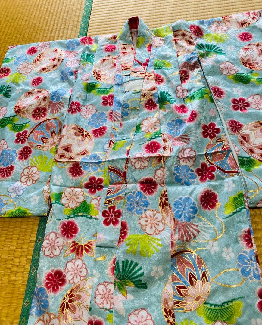 七五三　3歳　女の子セット　水色　手毬模様　 8点セット　美品　お雛様　祝い事