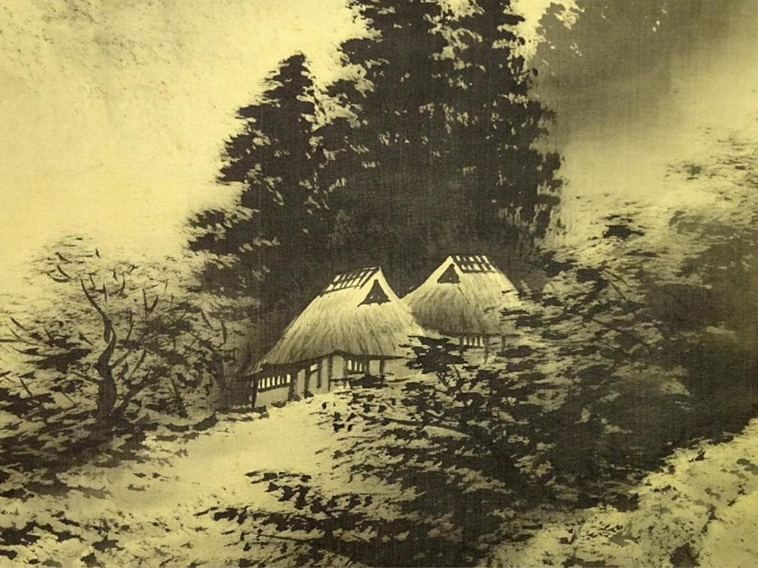 掛軸 小林渓月『水墨山水図』絹本 肉筆 共箱付 掛け軸 a11306 - メルカリ