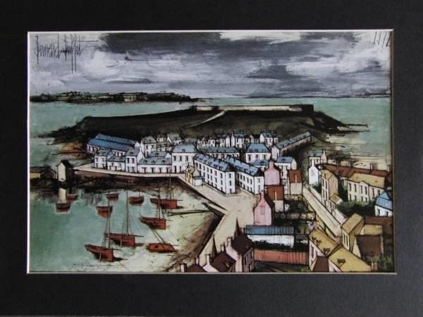 ベルナール・ビュッフェ「Saint-Servan」希少画集の額装画、人気作品 ベルナール・ビュッフェ、「Travesti」、希少画集の額装画、人気作品