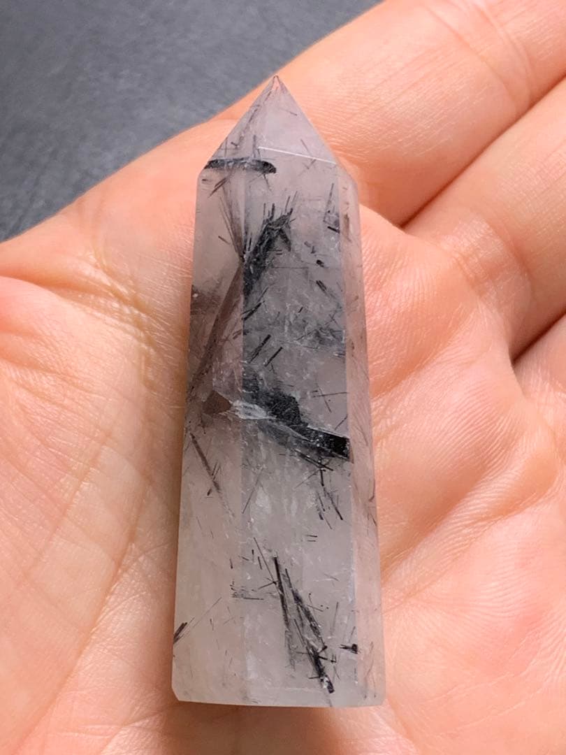 061524  ブラックルチルインクォーツ六角柱