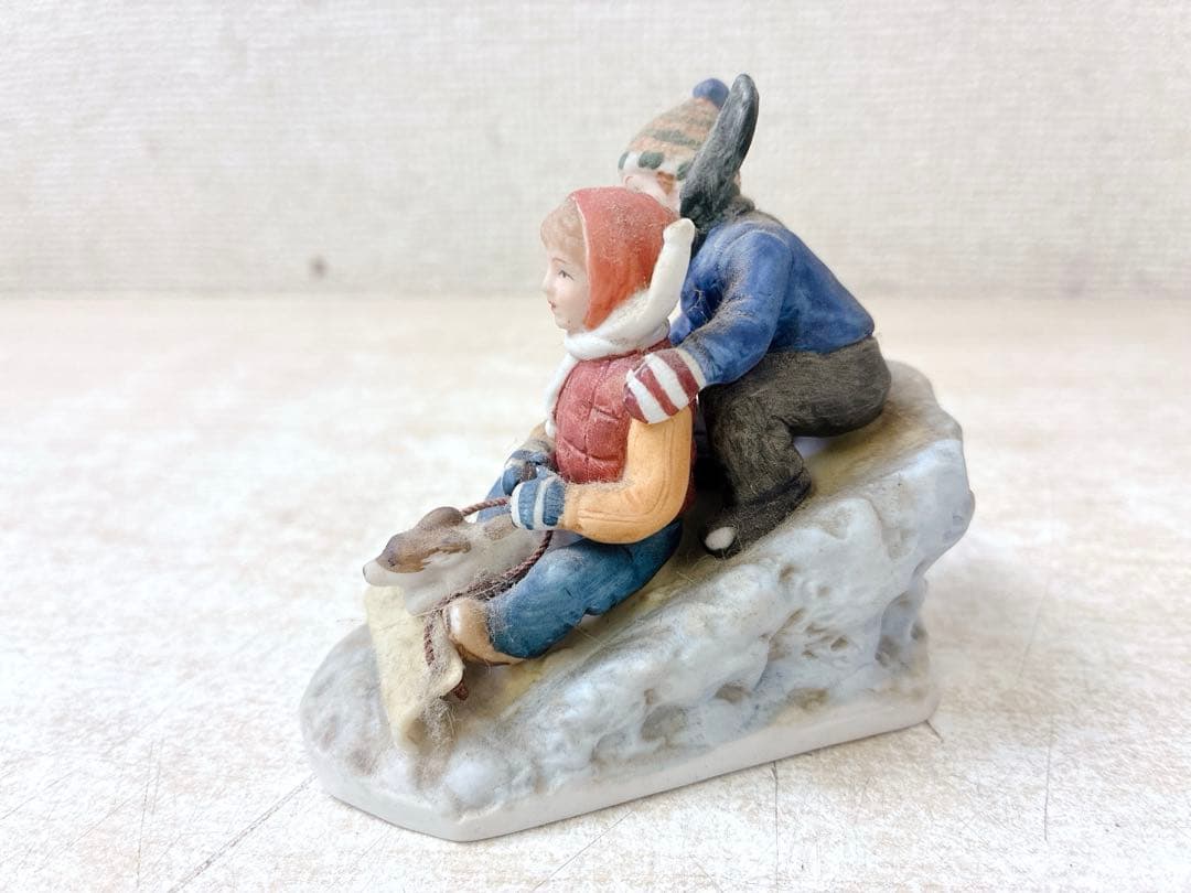 ノーマン・ロックウェル 陶磁器 置物 Downhill Racer 1983年製