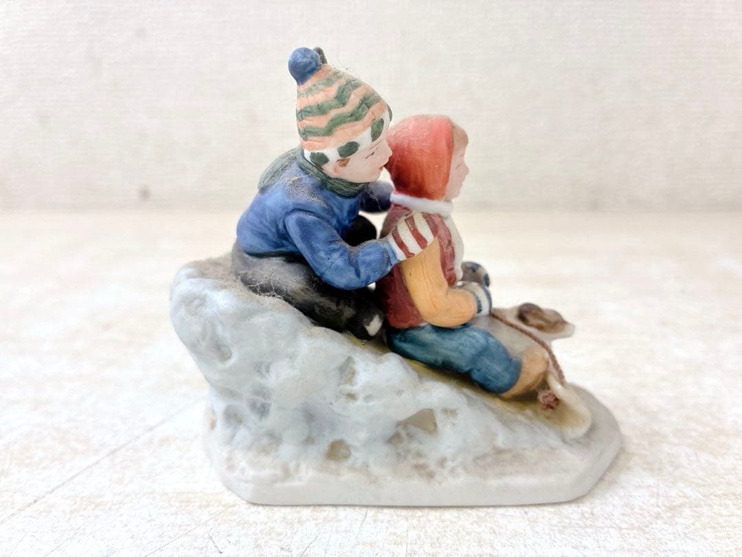 ノーマン・ロックウェル 陶磁器 置物 Downhill Racer 1983年製