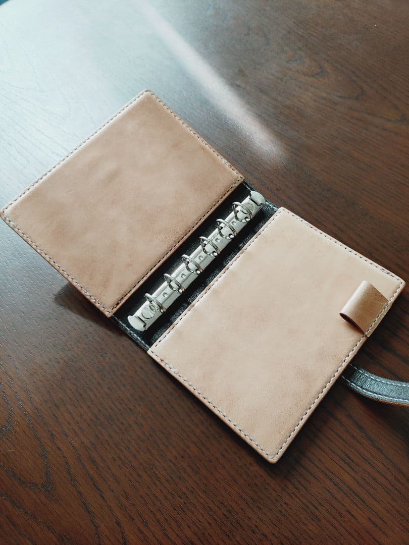 薔薇のシステム手帳　ミニ6 　革カービング