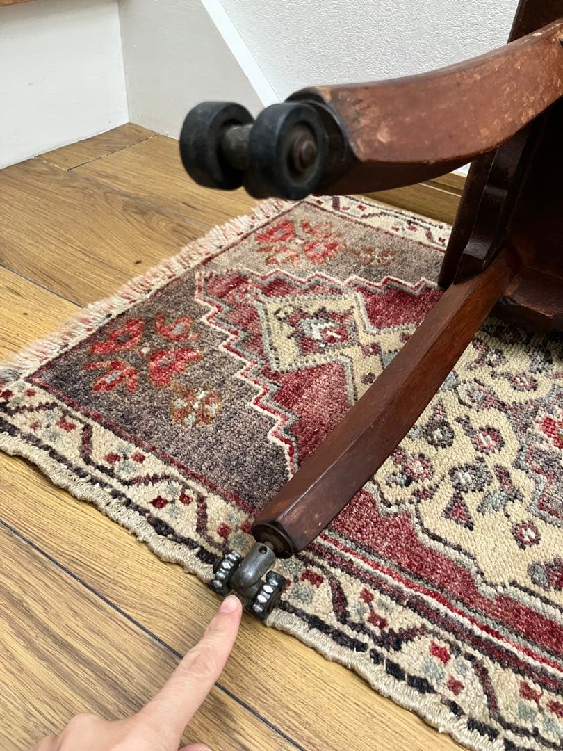 アンティークサイドテーブル 花台 ベッドサイドテーブル　小　キャスター付　古道具