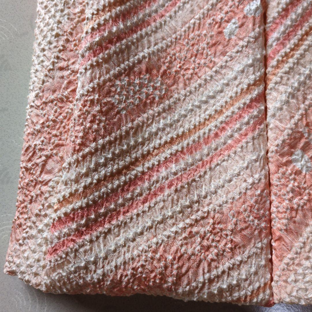 七五三３歳正絹総絞り手縫いの被布サーモンオレンジ（中綿無し）