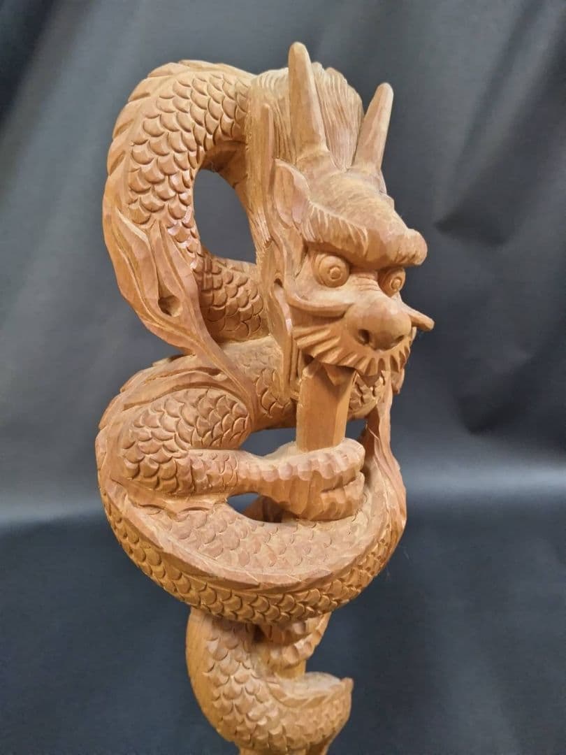 龍神、手彫り　剣龍　倶利伽羅不動尊像