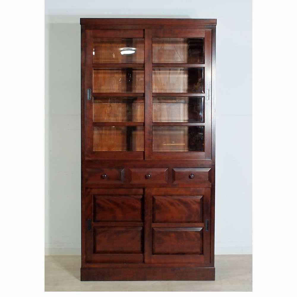 松本民芸家具 ミズメザクラ材 食器棚 本棚 ガラスキャビネット ZR24382