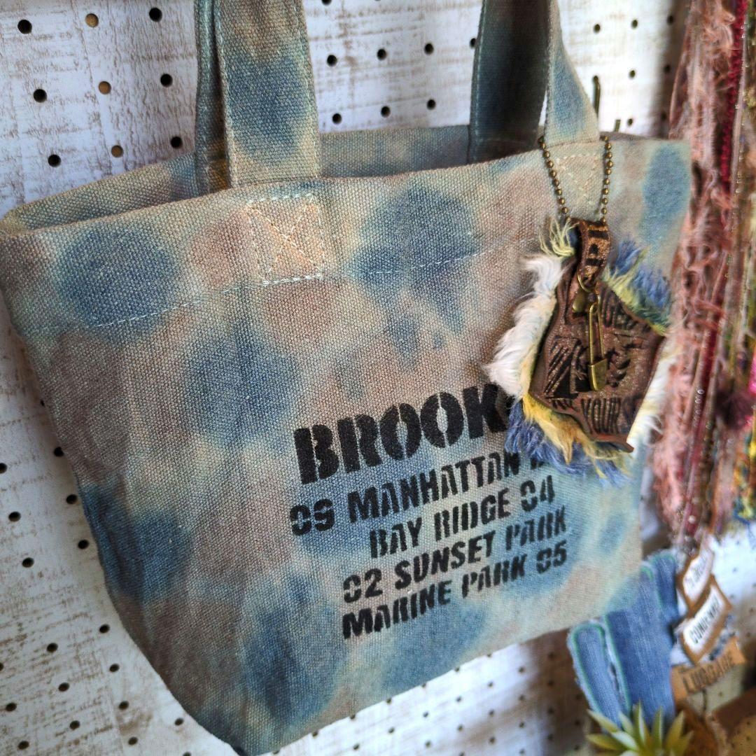 American☆★バッグチャーム付手染めミニトートバッグ✨️