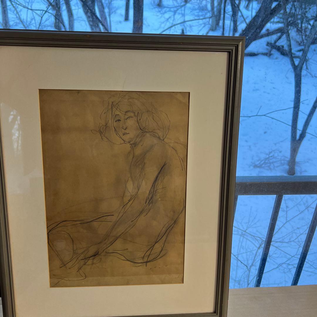 中畑艸人　ヌード鉛筆画額装済み