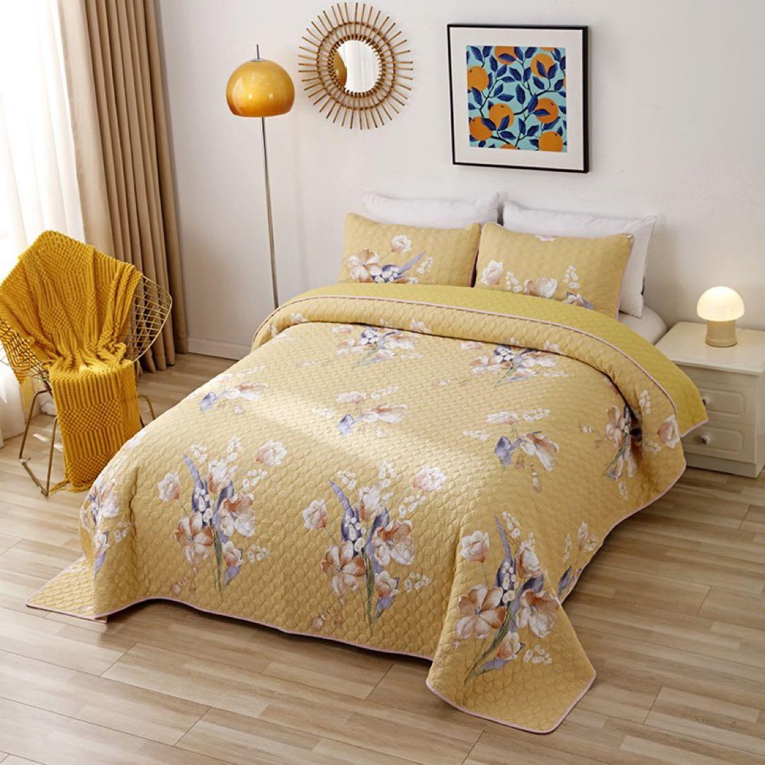 キルトベッドカバー3点セット綿マルチカバー キルティング 922