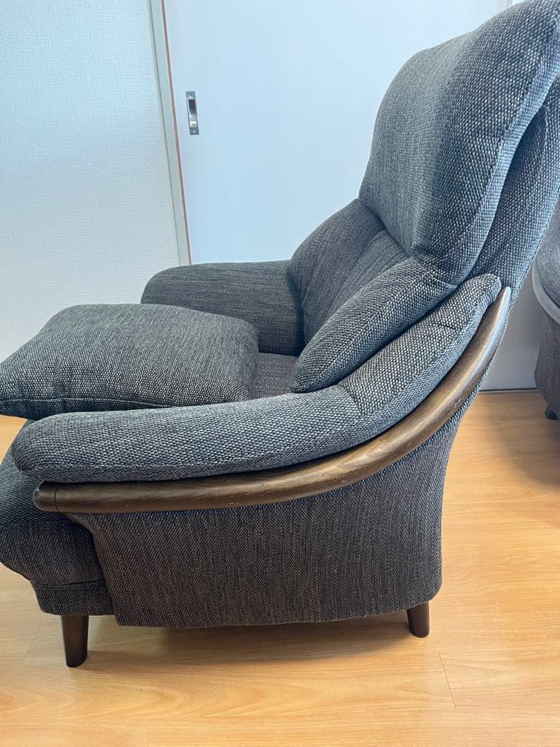 ニトリ 1人掛け布張りソファ「コウテイ3」ダークモカ（ハイバック）クッション付き