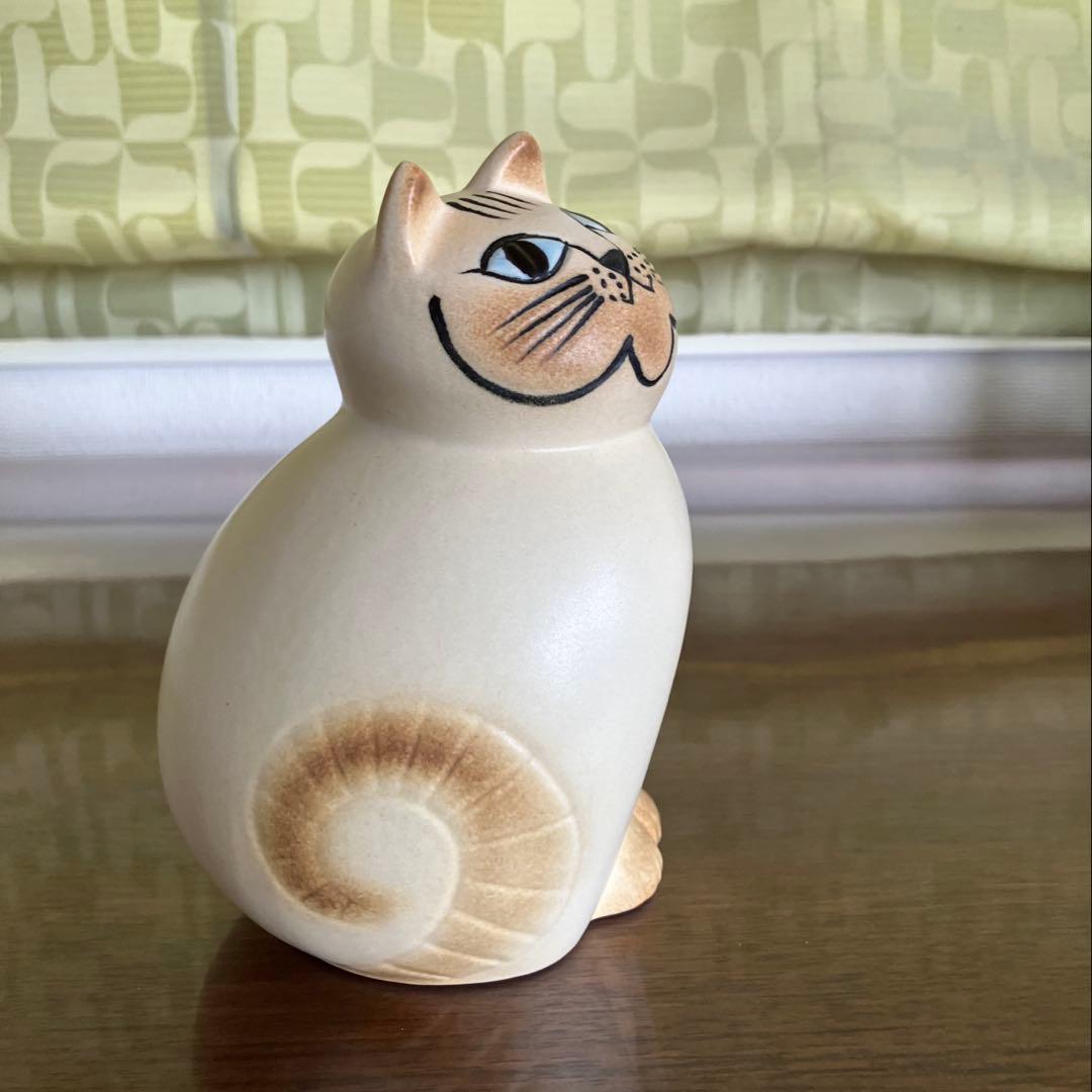 リサラーソン 置物　猫　キャット　ミア　ホワイトブラウン　セミミディアム