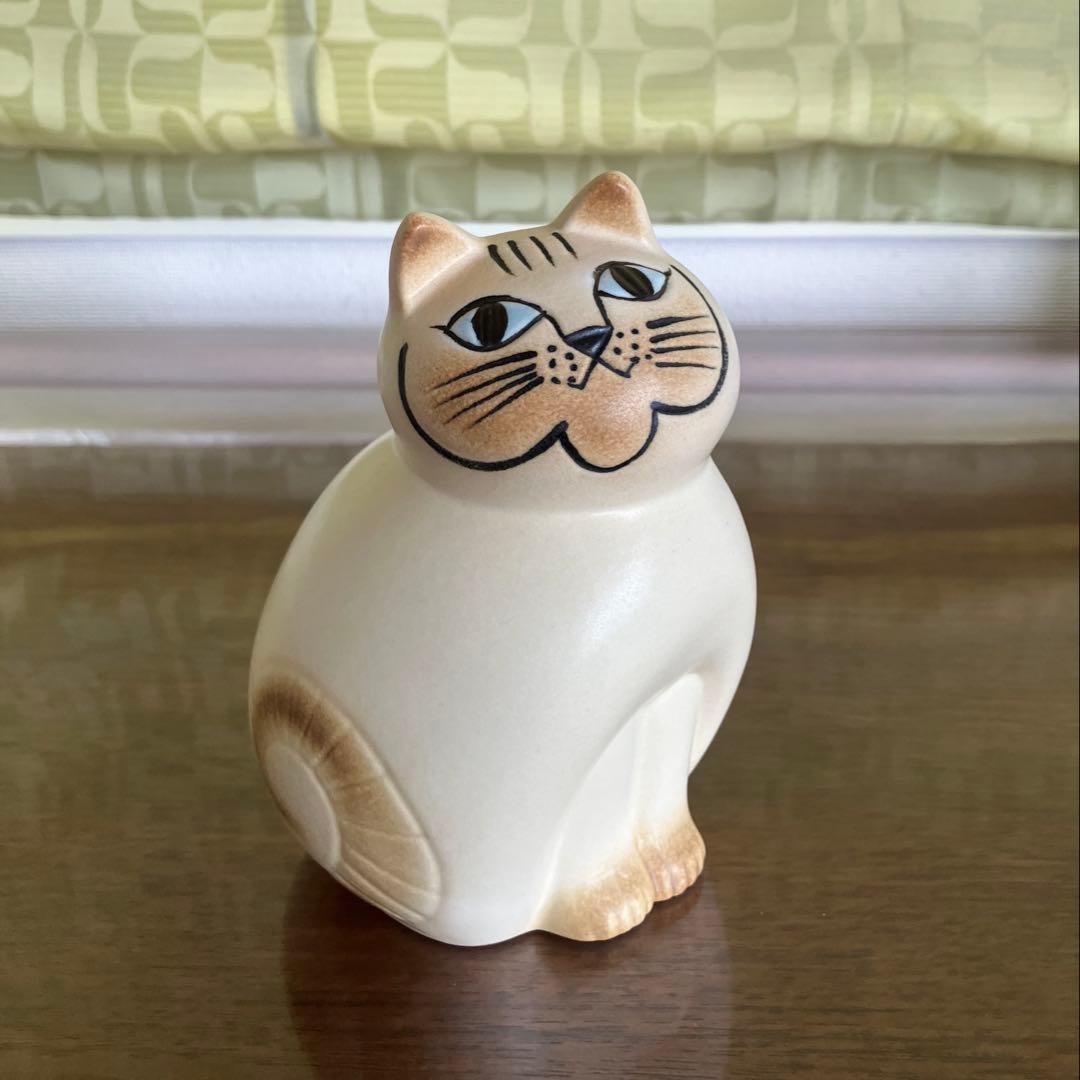 リサラーソン 置物　猫　キャット　ミア　ホワイトブラウン　セミミディアム
