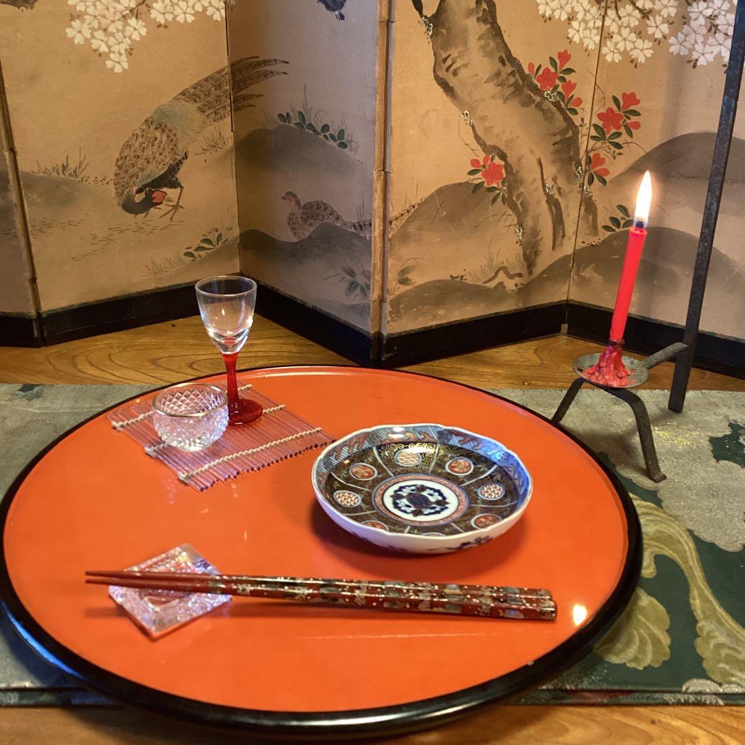 A1031 大聖寺伊万里　見込牡丹　丸紋に鳳凰　青海波　　小皿５枚