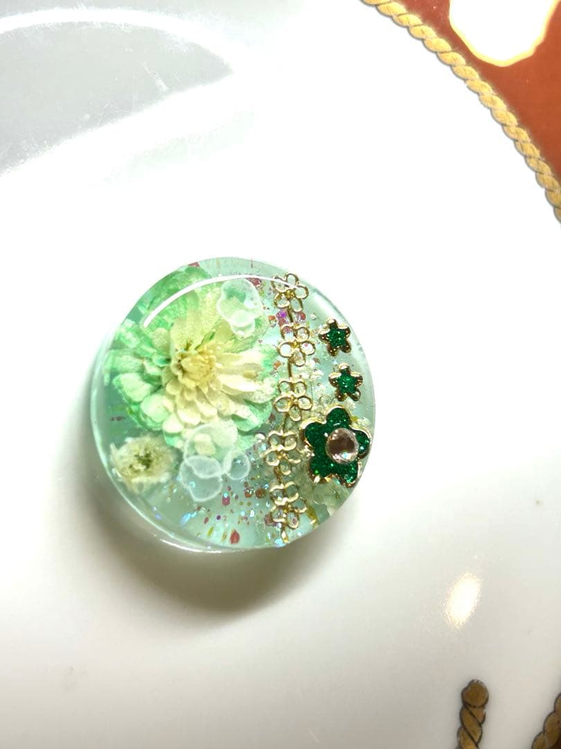 新作☆レジンヘアゴム　グリーンフラワー
