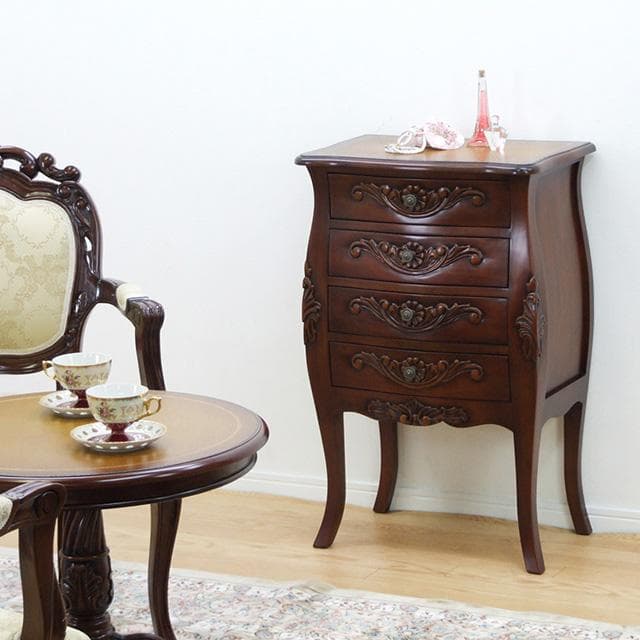 ヨーロピアン 4段チェスト 幅55cm ブラウン