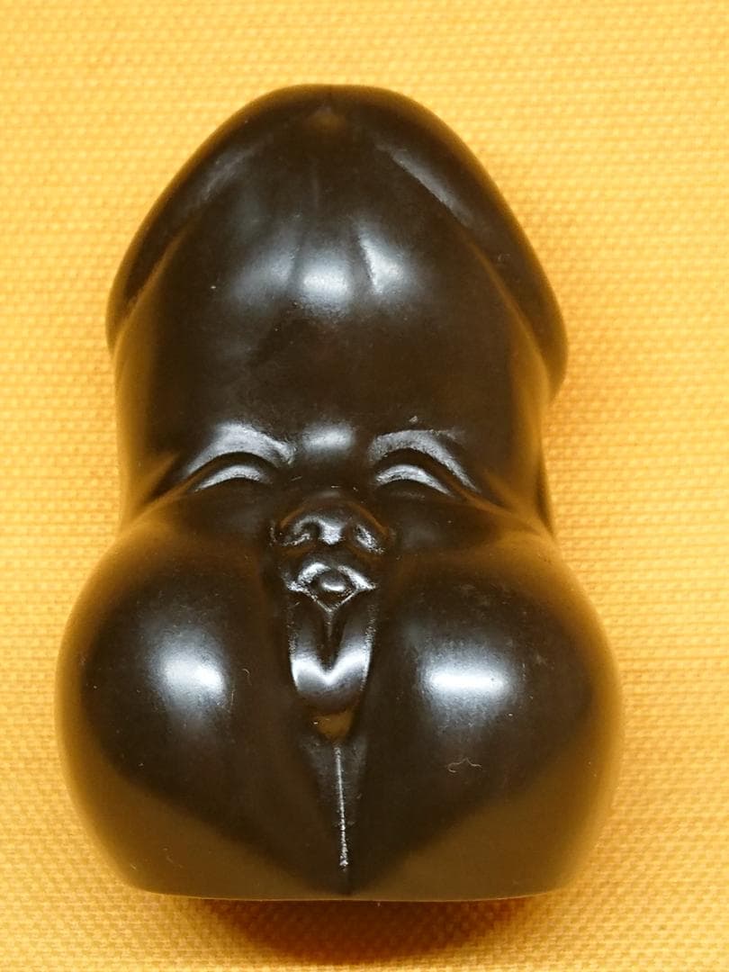 お多福　彫刻　石製　オブジェ　置物　インテリア　工芸品　美術品　A1367