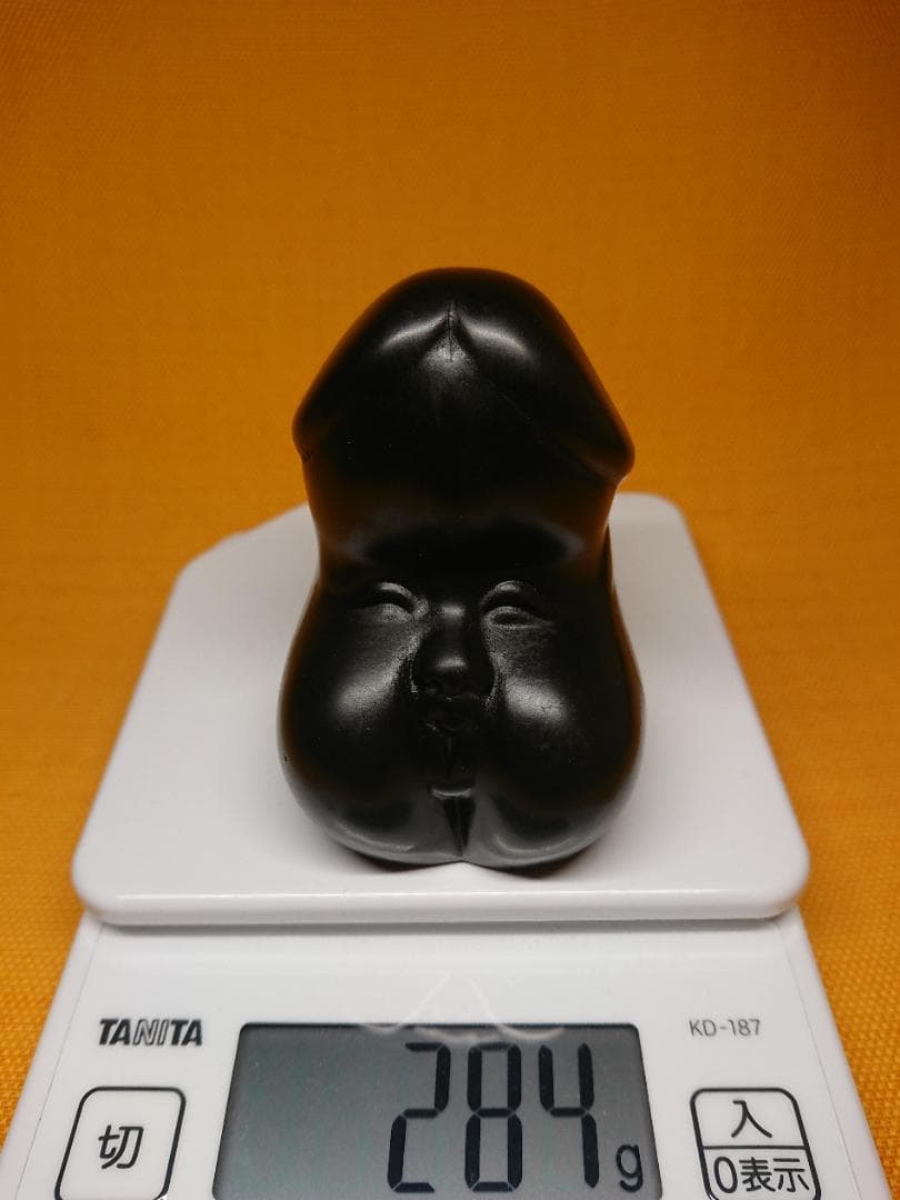 お多福　彫刻　石製　オブジェ　置物　インテリア　工芸品　美術品　A1367