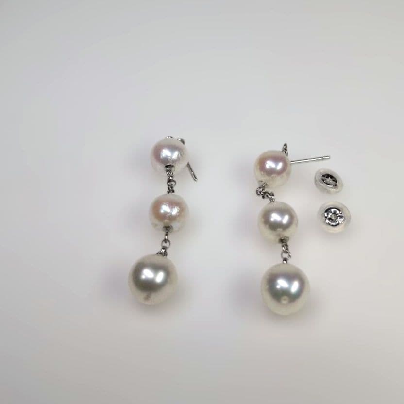 新品】アコヤ真珠 3連ピアス K14WG 7mm/7.5mm リメイク - メルカリ