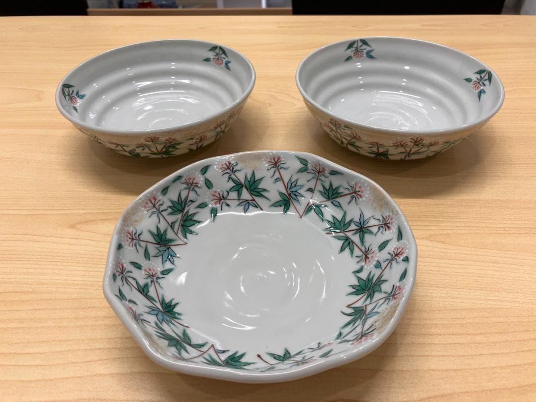 大幅値下げ！美品！京焼・清水焼 村田幸之介捻り藤袴汲出 3枚組4