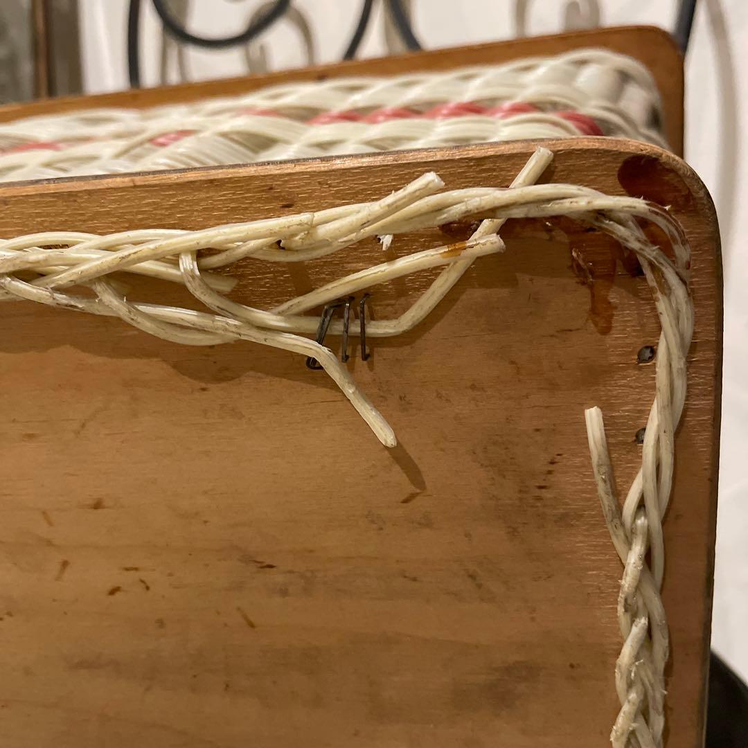 アンティークバスケット　イギリス　赤ライン