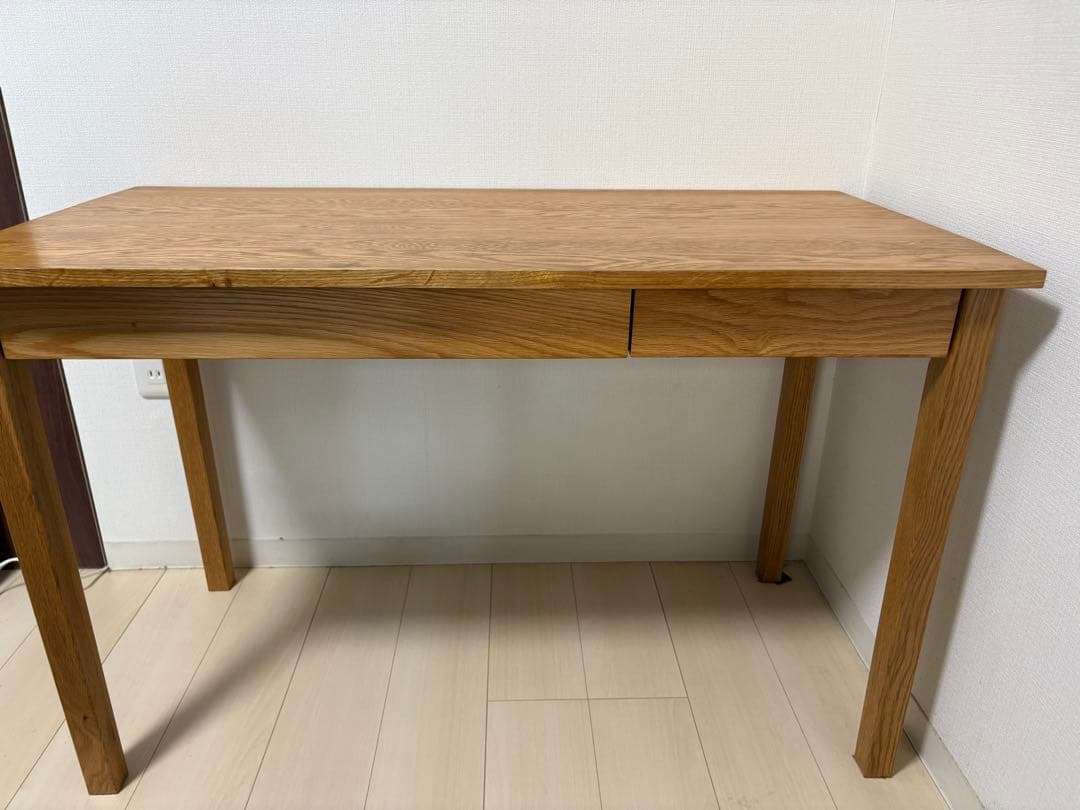 無印良品　無垢材学習デスク　オーク材 引き出し付き