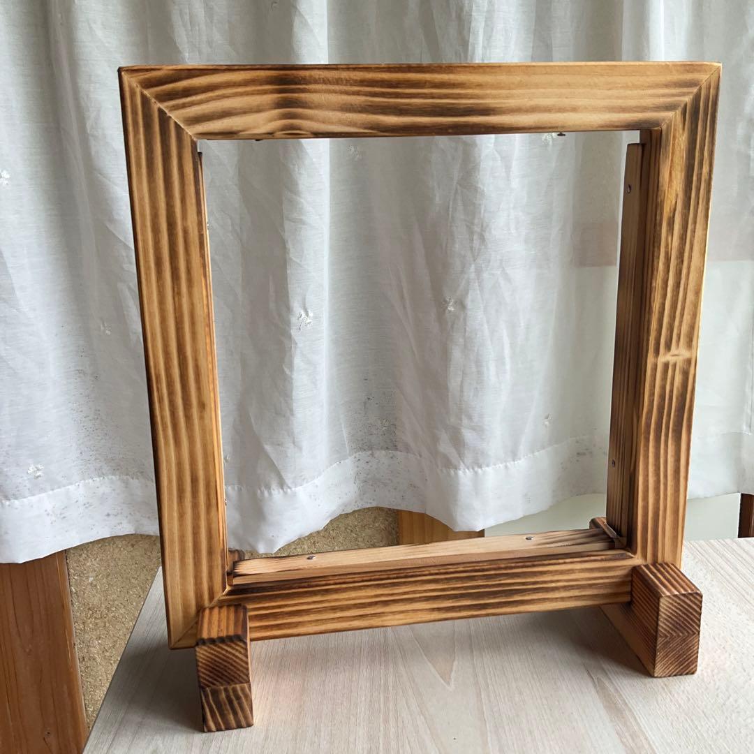 ステンドグラス用 木枠 内寸 18x18cm程 スタンド付き - メルカリ