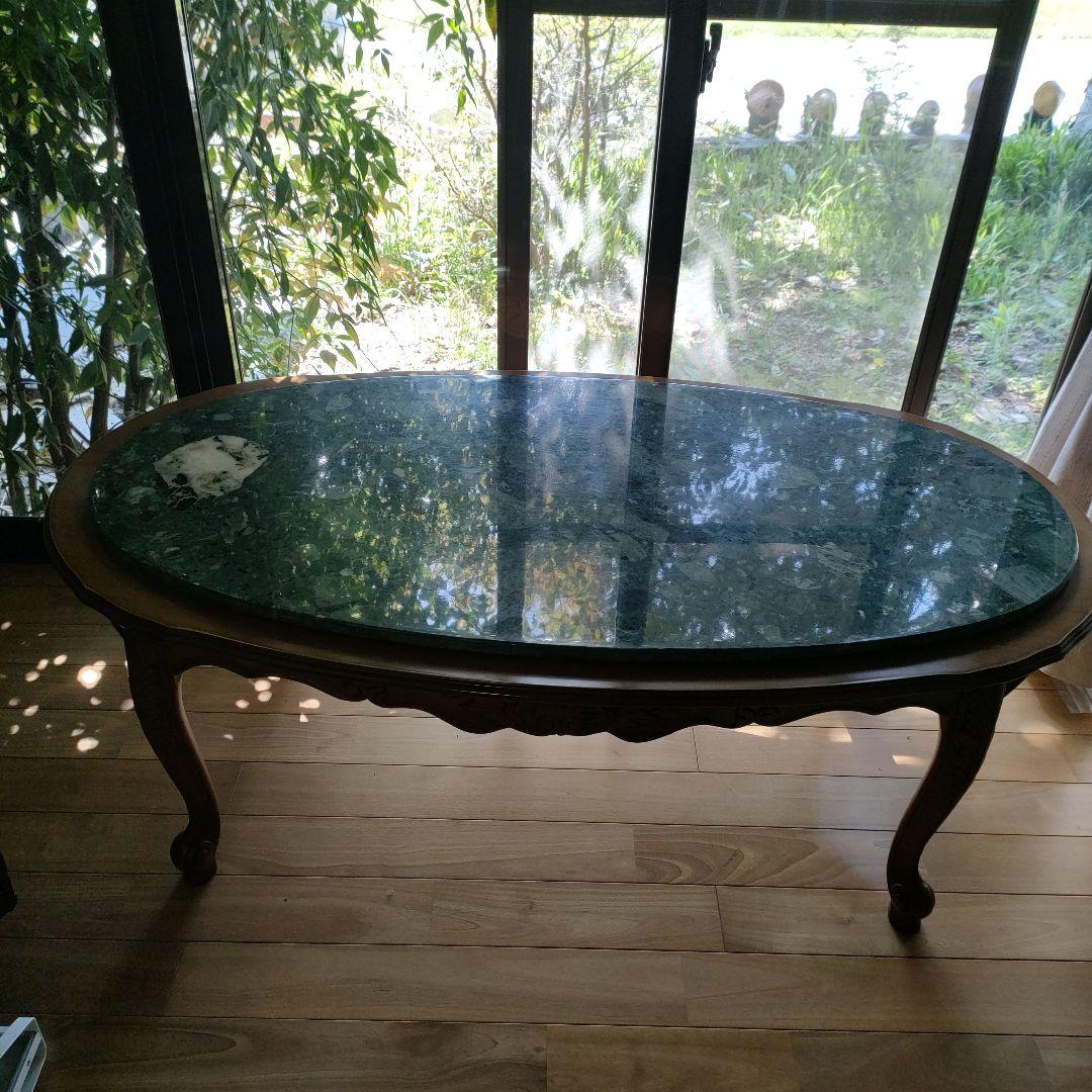 【アンティーク】 大理石テーブル 猫脚 楕円テーブル イタリア製