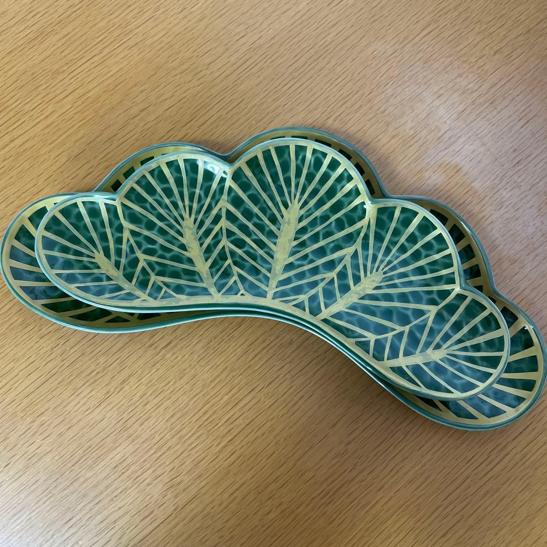 有田焼 幸楽窯 錦茶緑金松葉形前菜皿 3枚セット - メルカリ