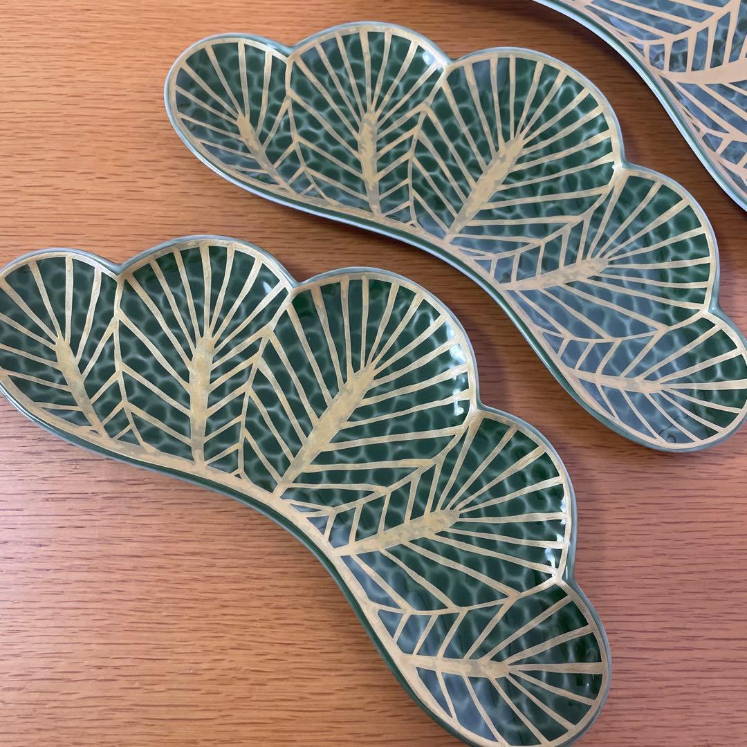 有田焼 幸楽窯 錦茶緑金松葉形前菜皿 3枚セット - メルカリ