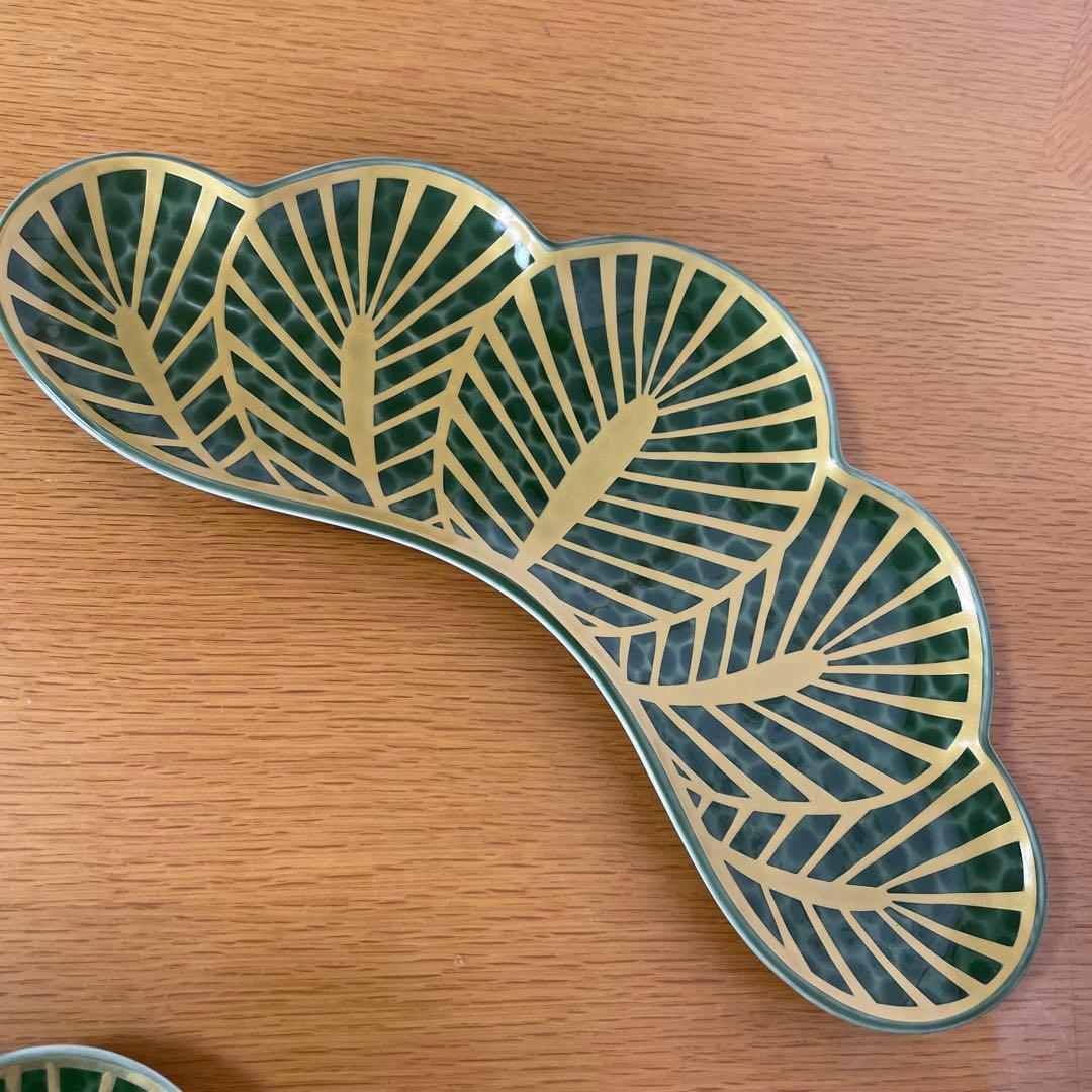 有田焼 幸楽窯 錦茶緑金松葉形前菜皿 3枚セット - メルカリ