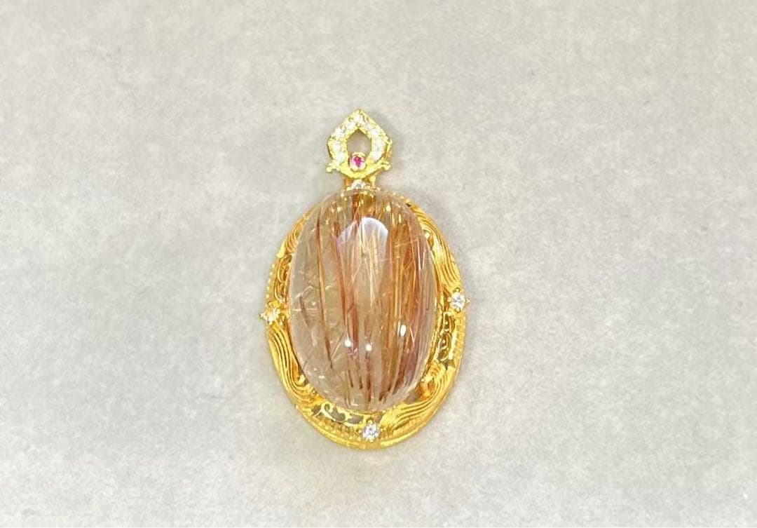 A770 ゴールドルチルクォーツ ペンダントトップ（S925）