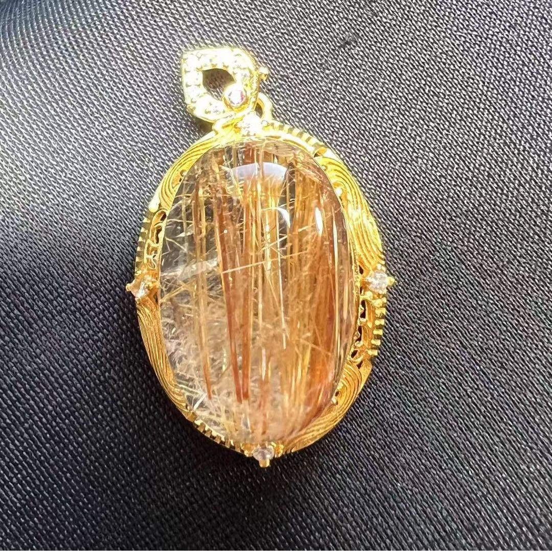 A770 ゴールドルチルクォーツ ペンダントトップ（S925）