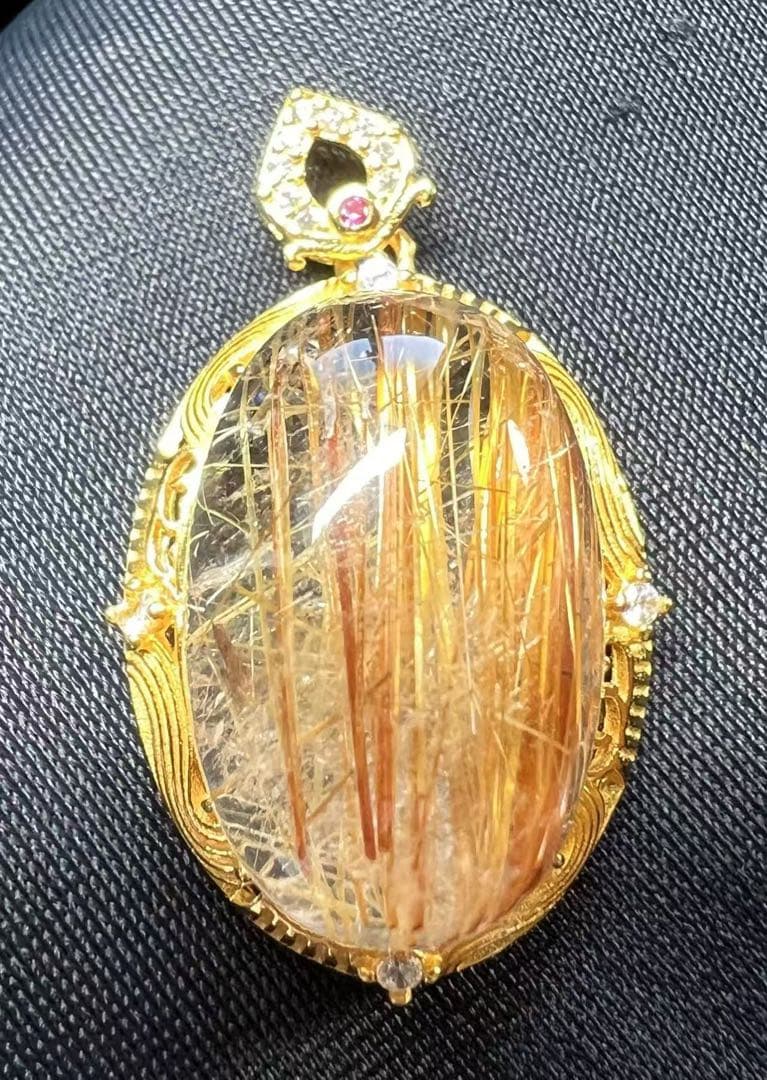 A770 ゴールドルチルクォーツ ペンダントトップ（S925）