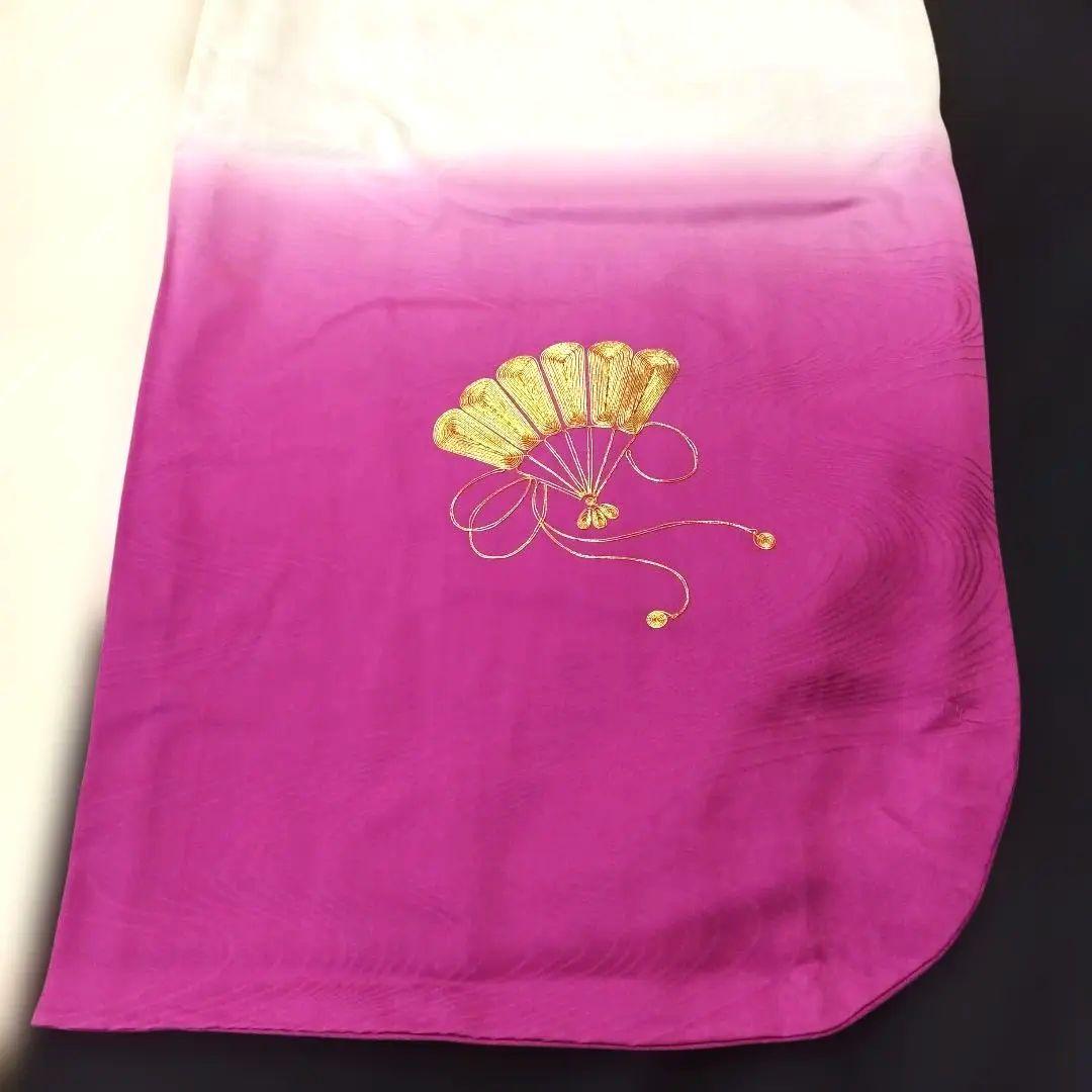 七五三　7歳　女児 華やかな扇柄の和服と帯セット　正絹　金糸