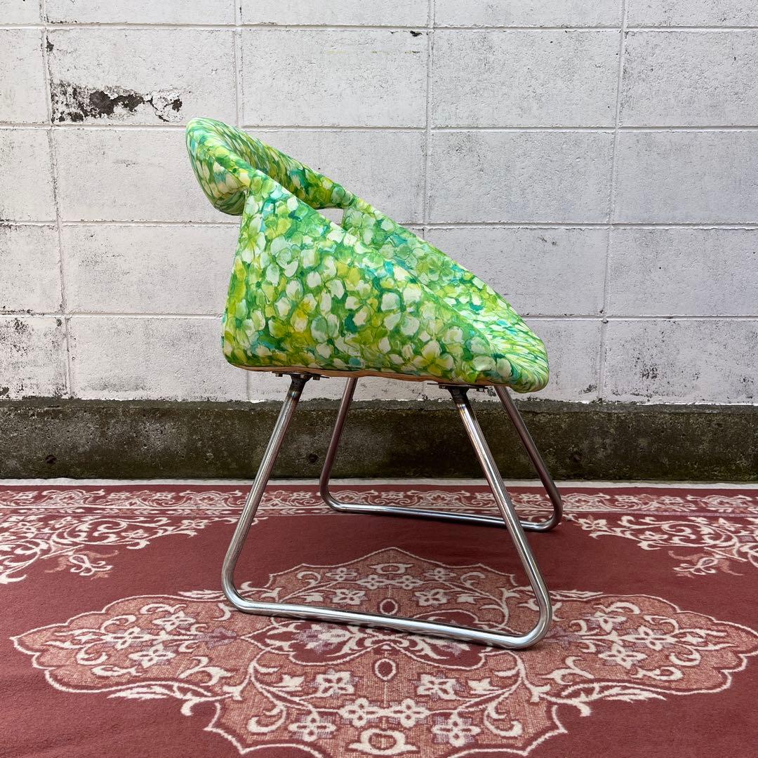 当時物レトロビンテージ品◾️花柄 総柄デザイン チェア 椅子 イス