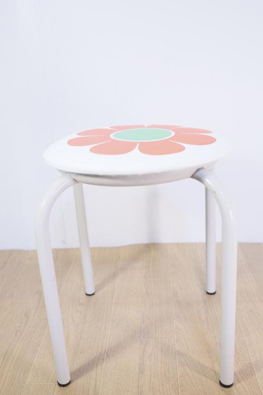 未使用に近く綺麗!◆レトロポップ　花柄スツール/丸椅子/パイプイス　70゛s