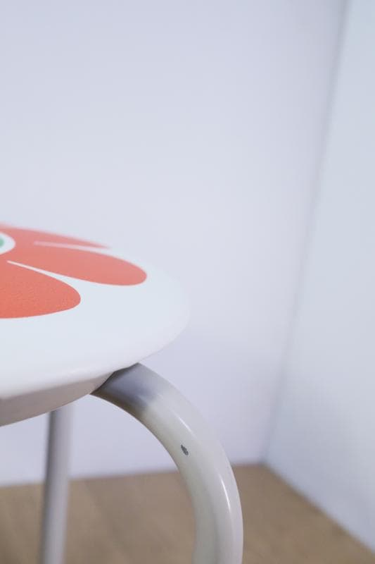 未使用に近く綺麗!◆レトロポップ　花柄スツール/丸椅子/パイプイス　70゛s