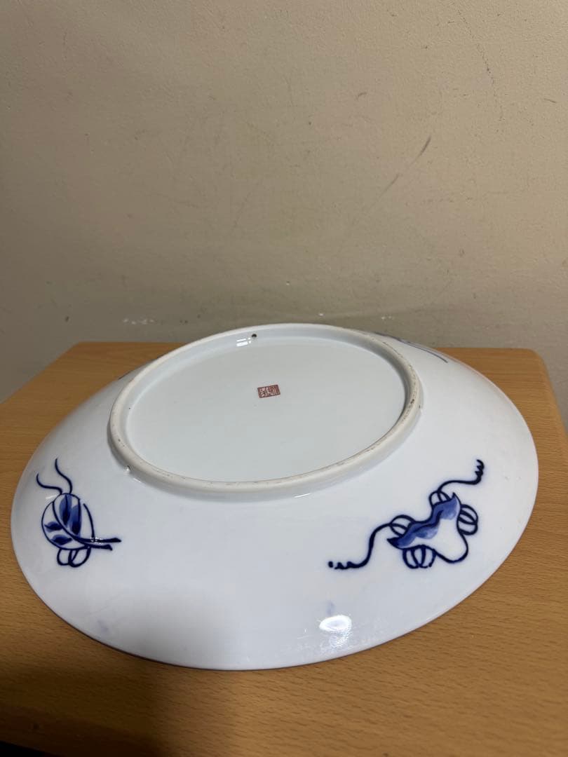 古伊万里　大皿　秀峰　日本の伝統的な陶磁器装飾皿　37.5cm