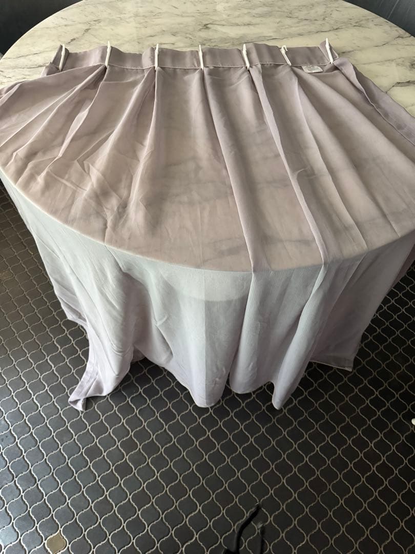 パープル&グリーンツートンドレープカーテンレース付き