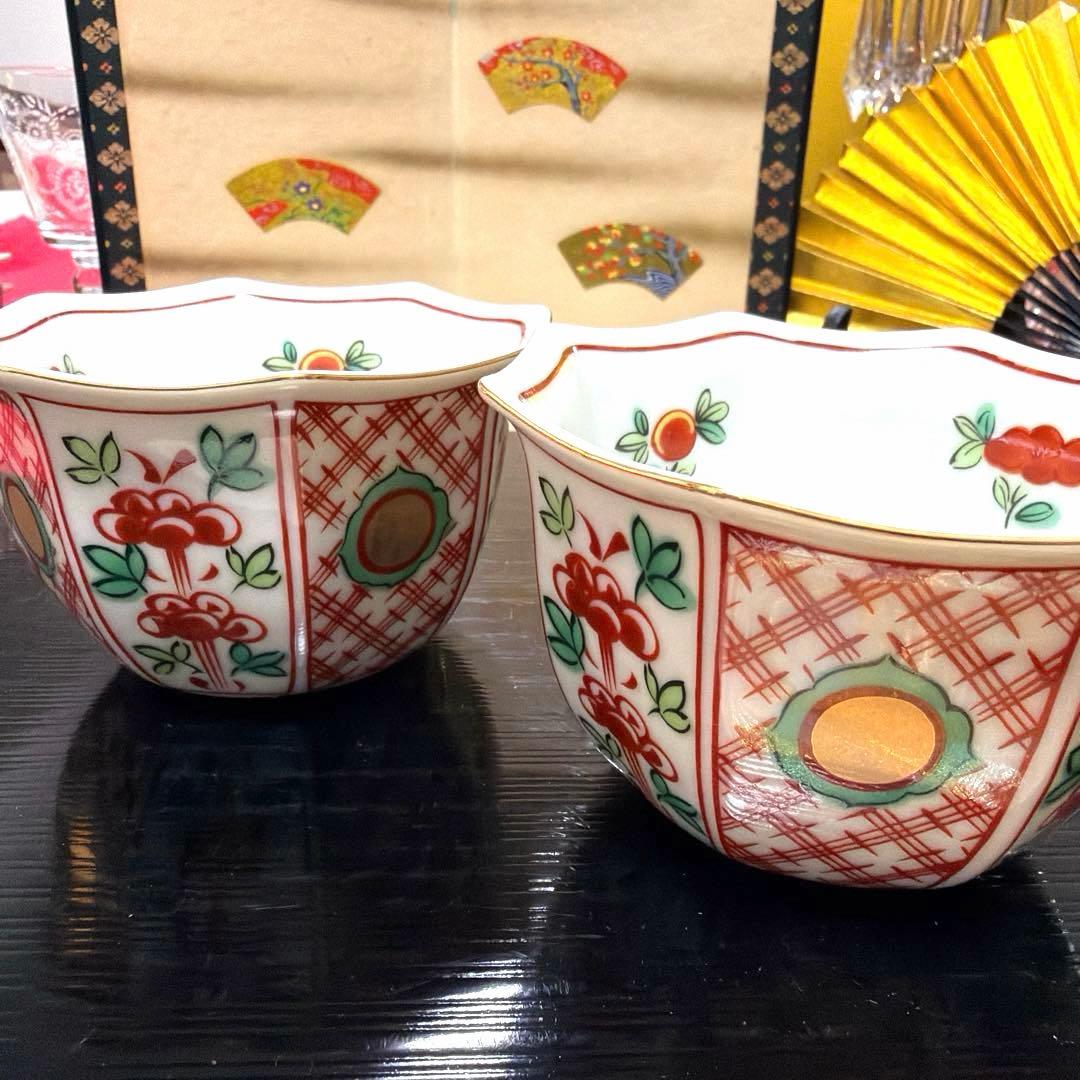 たち吉赤絵金彩八角小鉢 木仙窯 鳳凰 赤絵 文角HOYAクリスタルNo.5-18