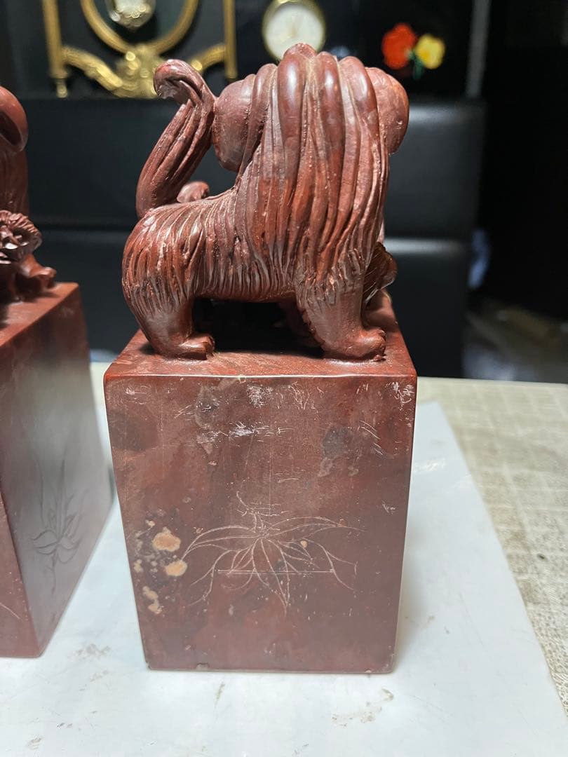 狛犬、獅子、中国狛犬、寿山石彫刻、狛犬彫刻、石材狛犬