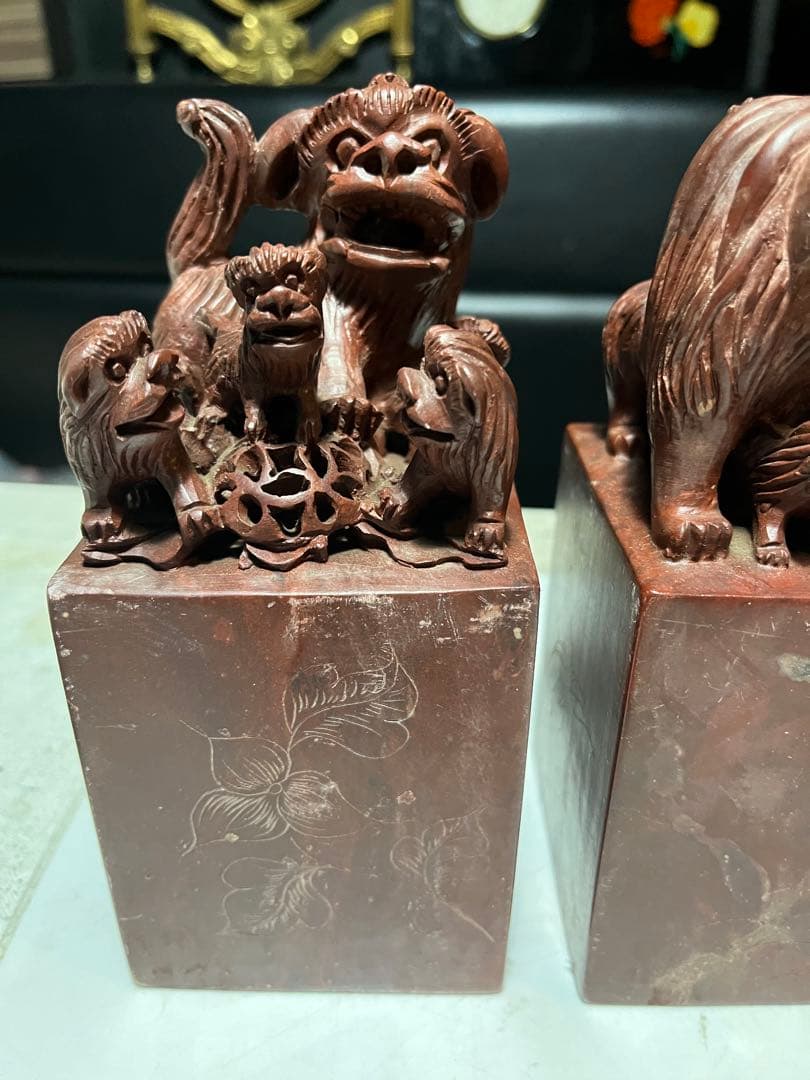 狛犬、獅子、中国狛犬、寿山石彫刻、狛犬彫刻、石材狛犬