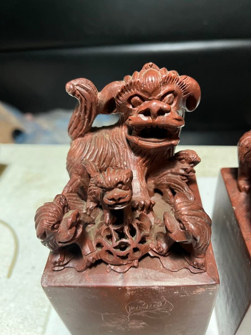 狛犬、獅子、中国狛犬、寿山石彫刻、狛犬彫刻、石材狛犬