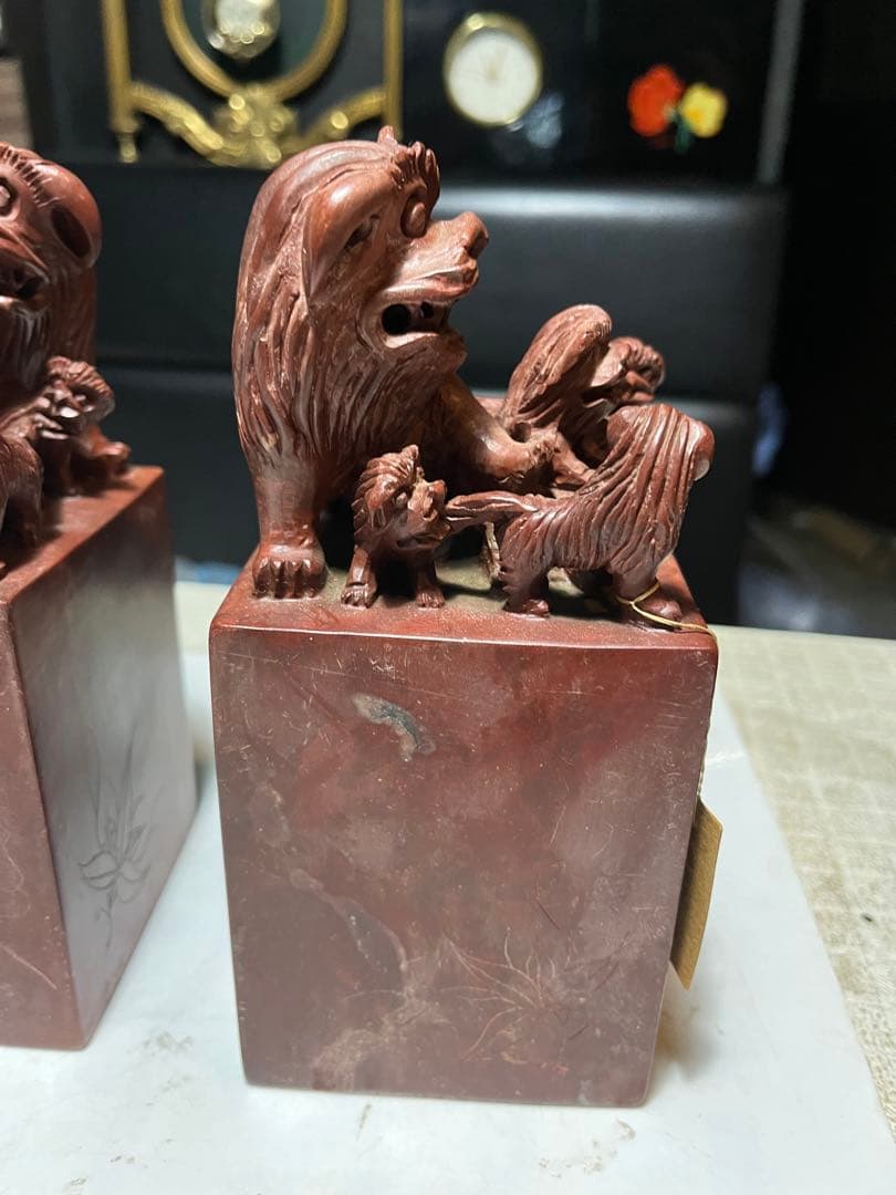 狛犬、獅子、中国狛犬、寿山石彫刻、狛犬彫刻、石材狛犬