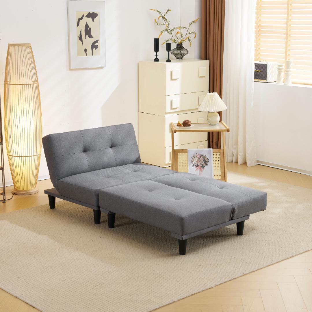 ソファベッドロータイプ 2人リクライニングソファ 背もたれ 3段階 グレー