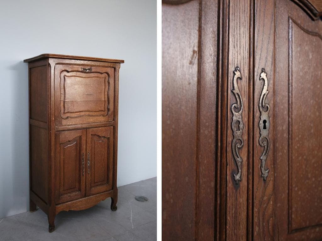 英国アンティーク猫脚ライティングビューロー/木製机/収納式デスク(90-65)